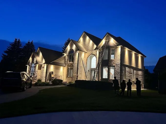 Metro Detroit home with completed exterior smart lighting