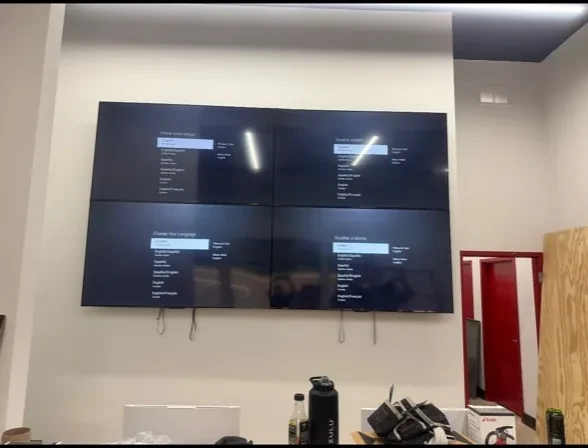 Four-display commercial wall installation