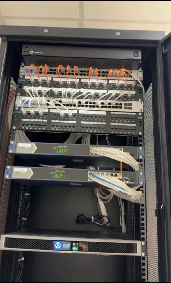 Organized network and surveillance equipment cabinet